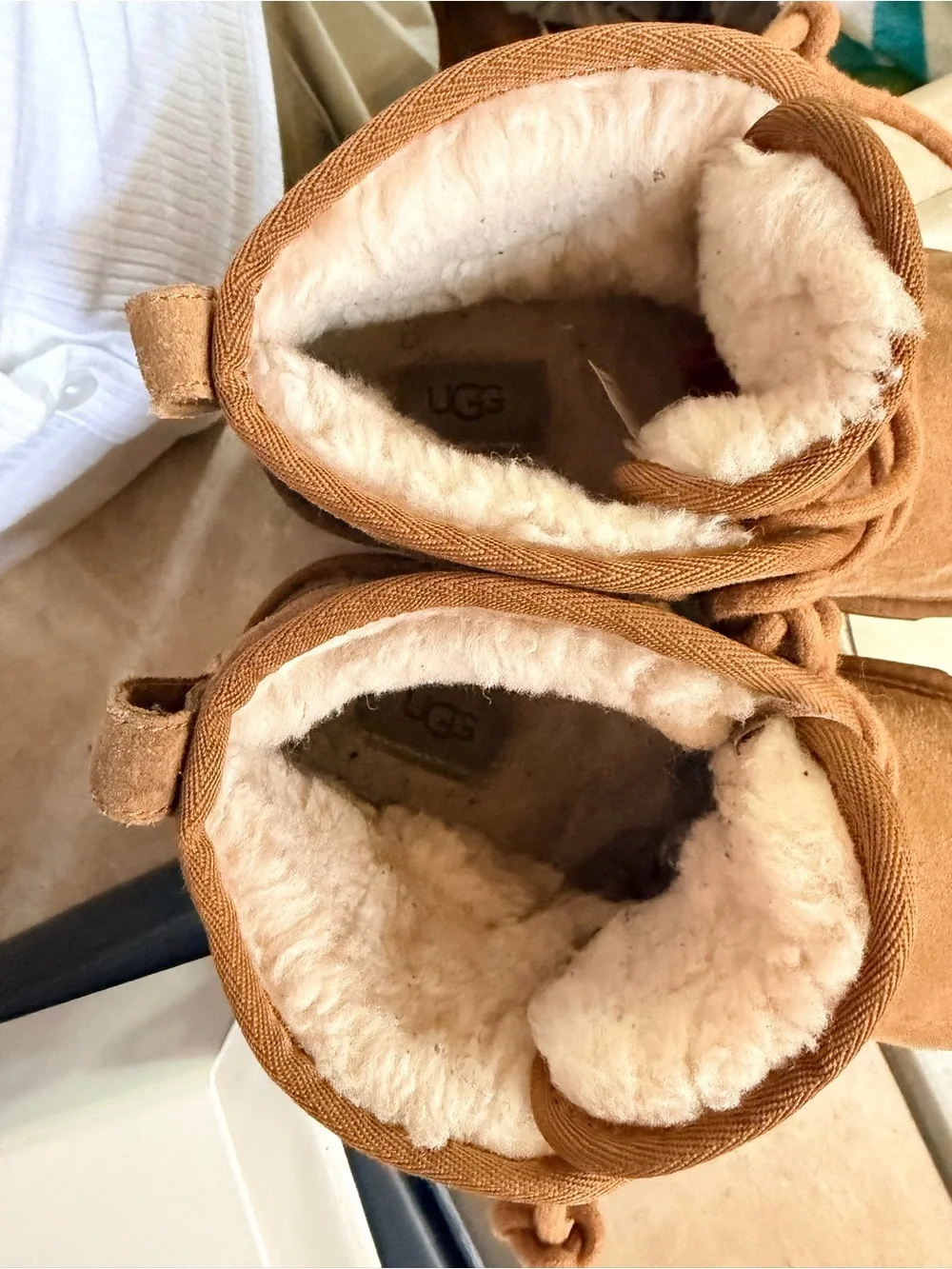 UGG Kids Chestnut Suede Faux-Shearling Lace-Up Boots